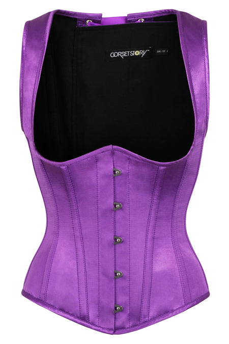 Purple High Back Underbust Corset With Straps