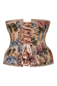 Beige Floral Print Curvy Underbust Corset