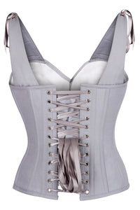 Ash Grey Cotton Corset Top with Bow Detail