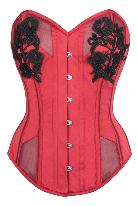 Corset Story FTS041 Red Satin and Mesh Corset