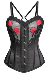 Corset Story FTS101 Gothic inspired Mesh and Rose Corset with Straps
