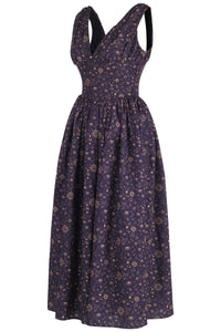 Indigo and Gold Astronomy Print Corset Dress