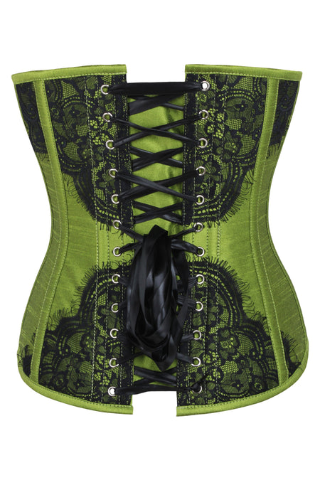 Green Waist Taming Overbust with Black Lace