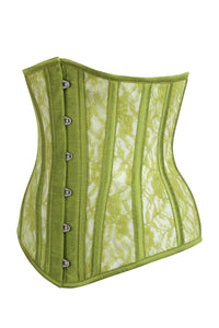 Corset Story BC-047 Longline Green Mesh Underbust Corset with Floral Lace