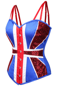 Corset Story FTS122 Union Jack Overbust Corset With Glitter Panels