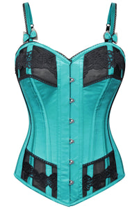 Corset Story FTS203 Emerald Satin Embroidered Overbust Corset
