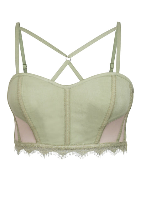 Lena Winter Pear Viscose and Lace Corseted Bralette with Strapping Detail