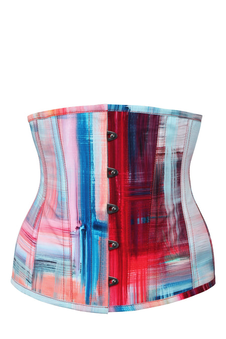 Corset Story MY-621 Abstract Red and Blue Brushstroke Underbust Corset