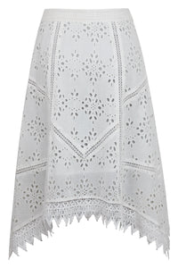 Corset Story SC-091 Jasmine White Broderie Anglaise Cotton Handkerchief Skirt