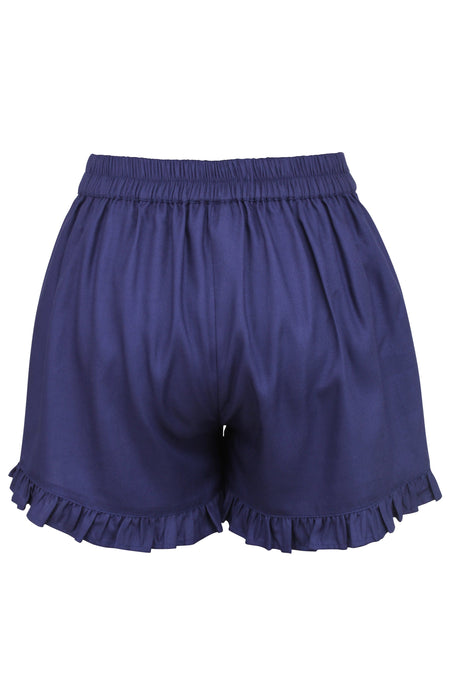 Corset Story SC-108 Daisy Summer Navy Viscose Shorts With Frill Edge and Self Tie Belt